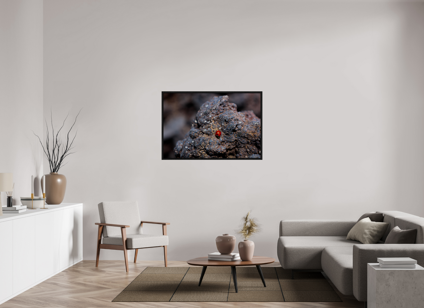 Vibrant Ladybug on Rocky Terrain Fine Art Print Multiple Sizes Available