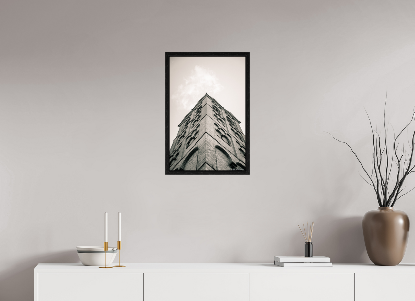 Majestic Architectural Cologne Tower Black and White Art Print Available in Multiple Sizes