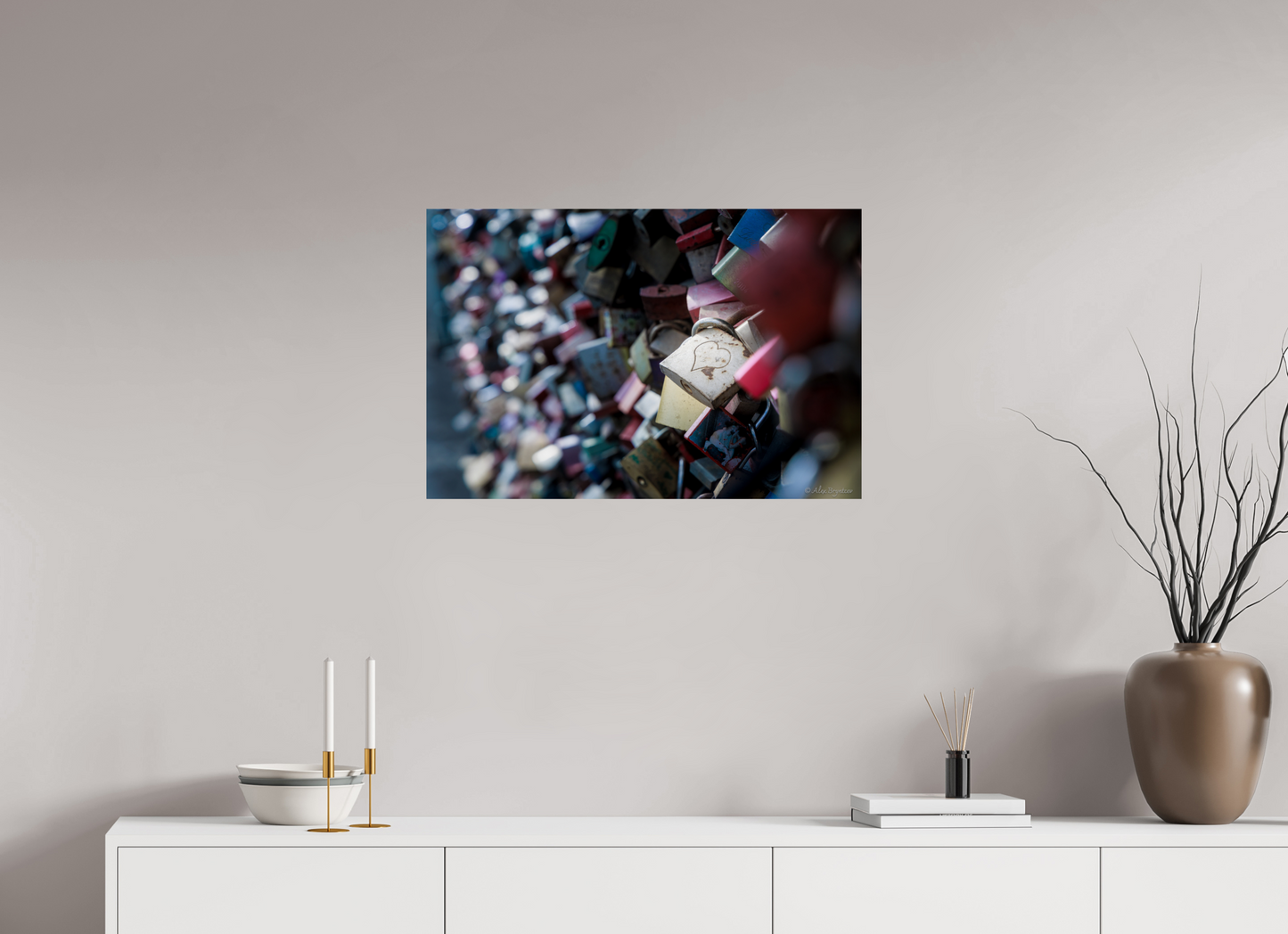 Heartfelt Love Locks Wall Art Print Romantic Decor Multiple Sizes Available