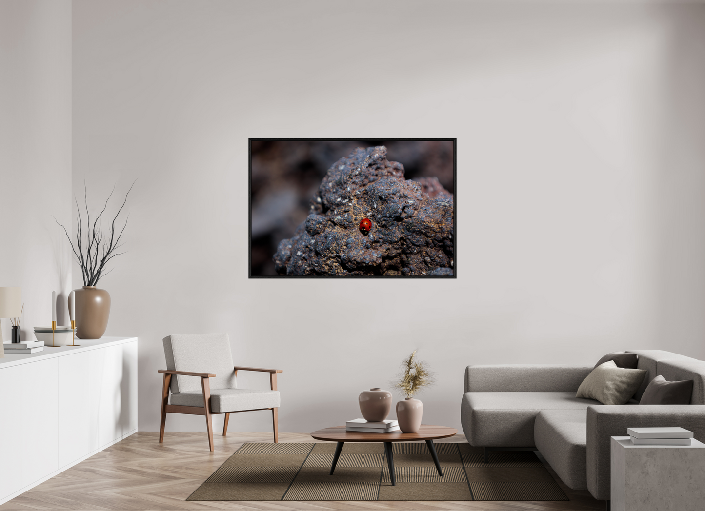 Vibrant Ladybug on Rocky Terrain Fine Art Print Multiple Sizes Available