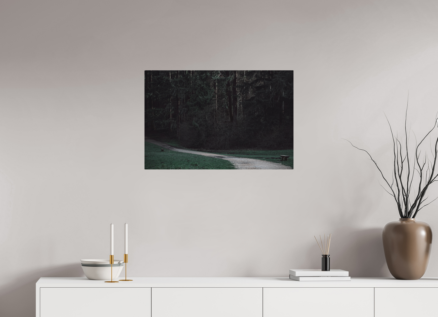 Enchanting Forest Pathway Print - Dark Nature Photography Wall Art