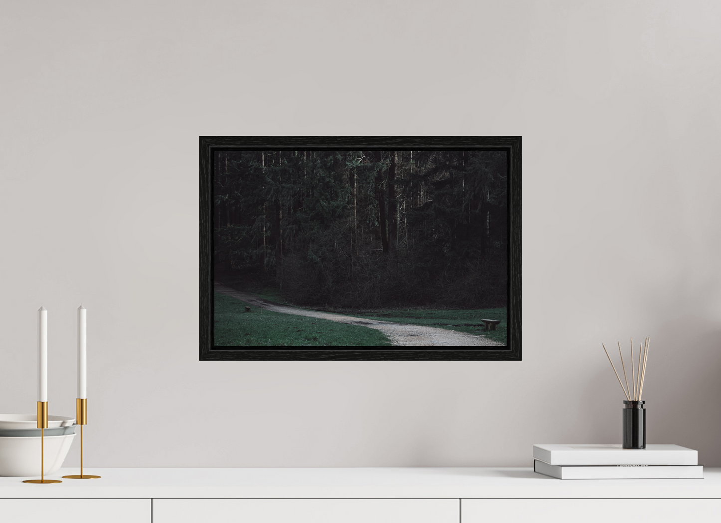 Enchanting Forest Pathway Print - Dark Nature Photography Wall Art