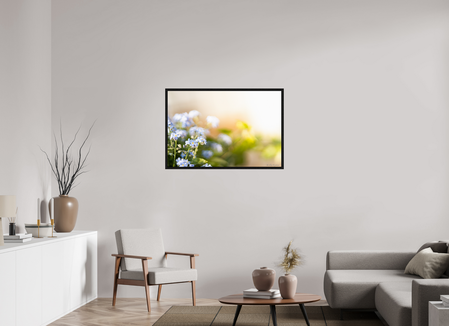 Forget Me Not Flower Print Soft Pastel Floral Wall Art Nature Home Decor