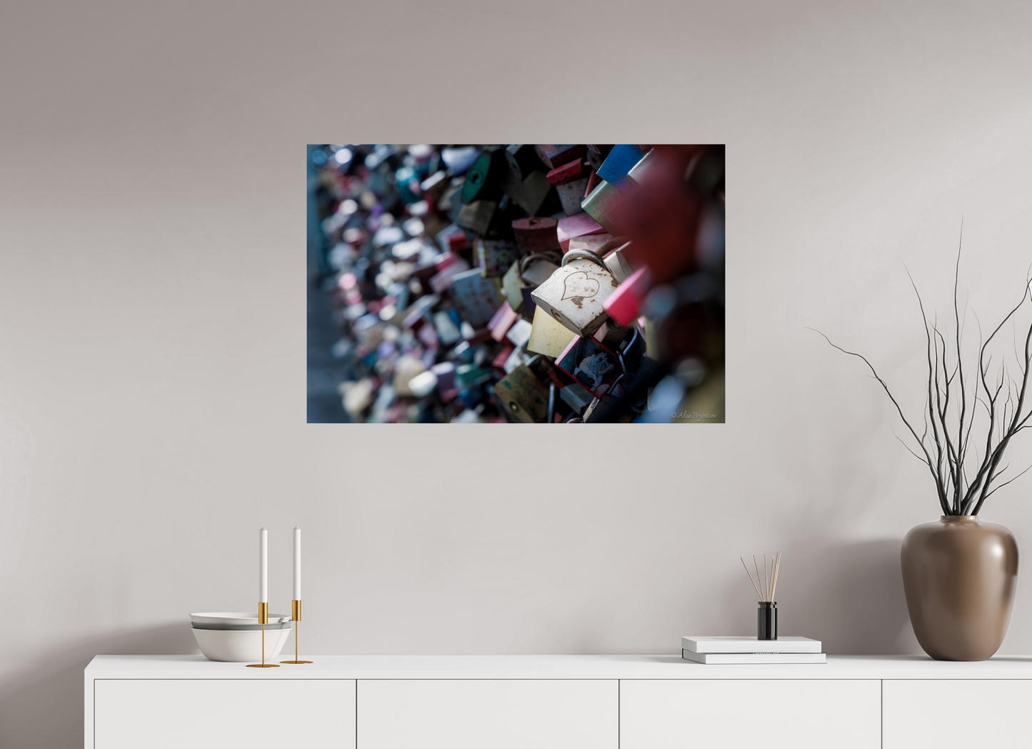 Heartfelt Love Locks Wall Art Print Romantic Decor Multiple Sizes Available
