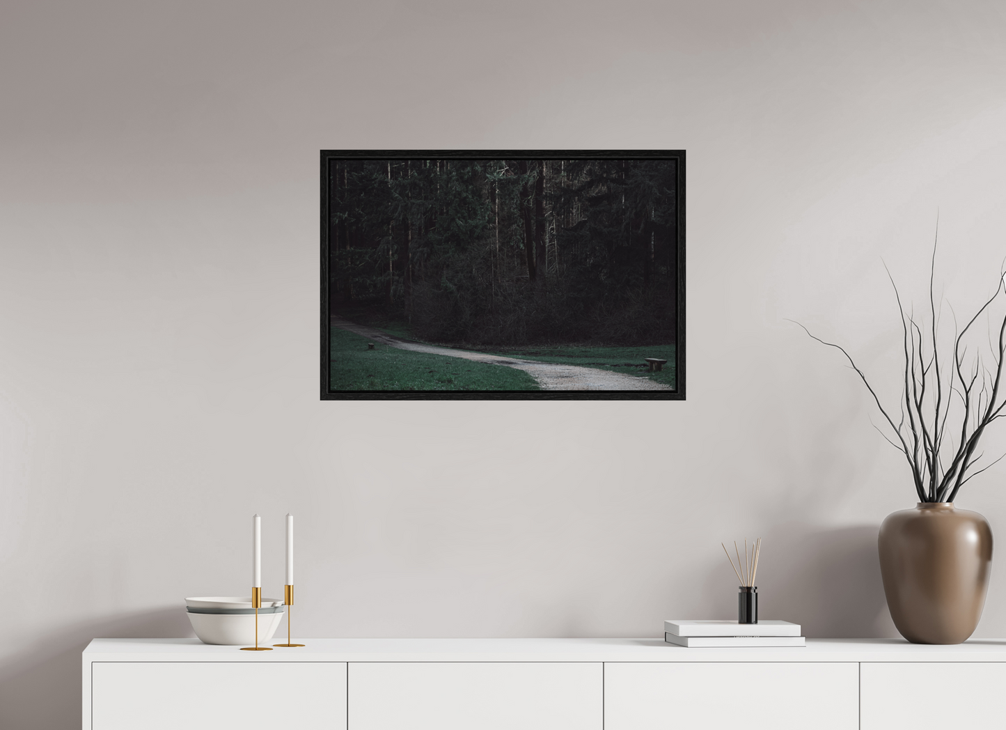 Enchanting Forest Pathway Print - Dark Nature Photography Wall Art