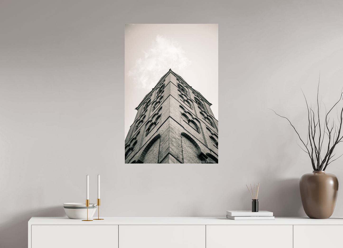 Majestic Architectural Cologne Tower Black and White Art Print Available in Multiple Sizes