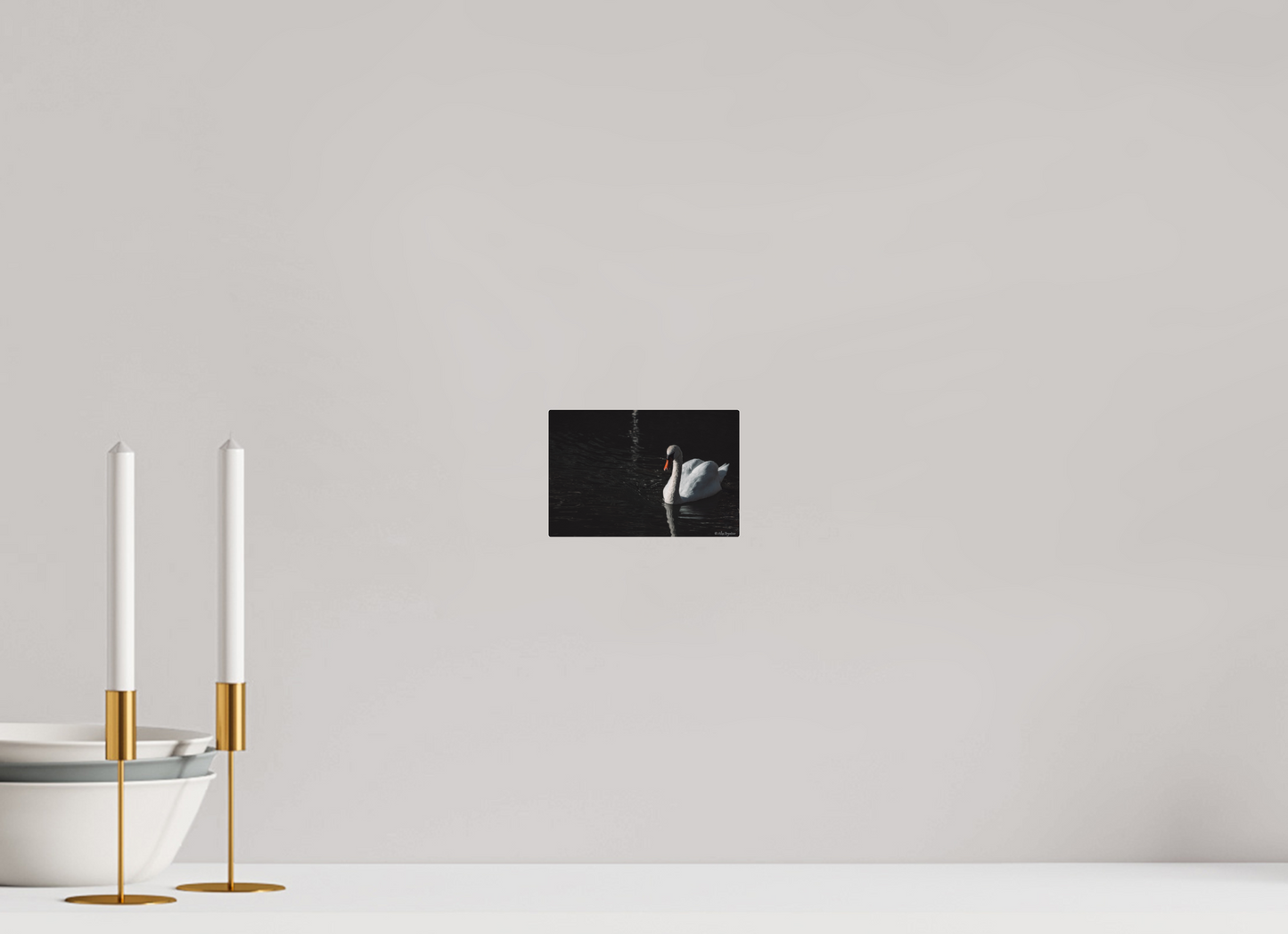 Elegant Swan Art Print Tranquil Water Scene Nature Photography Wall Decor