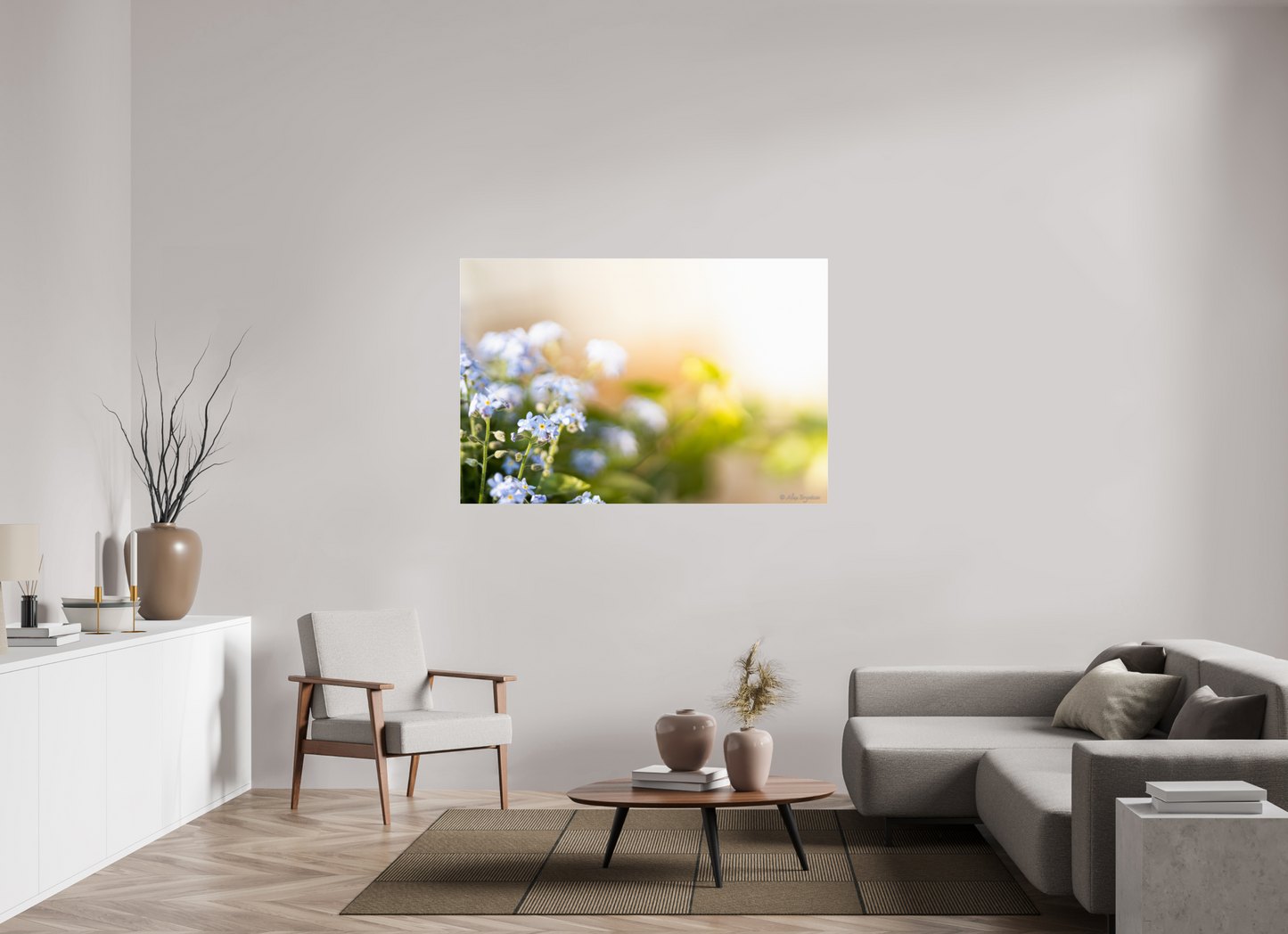 Forget Me Not Flower Print Soft Pastel Floral Wall Art Nature Home Decor