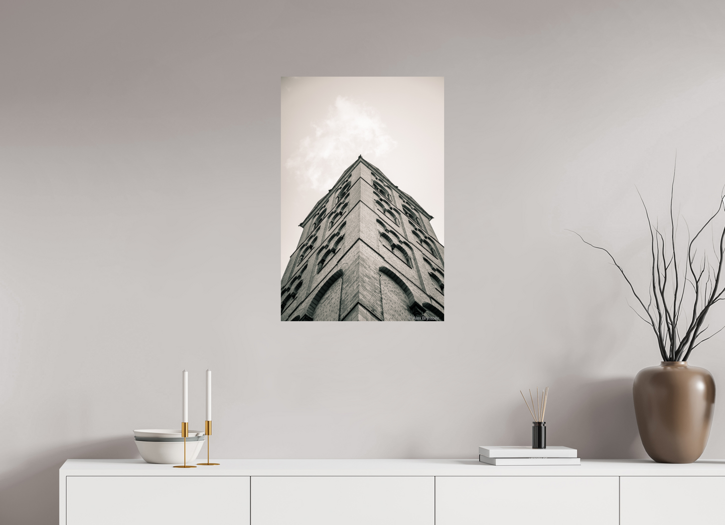 Majestic Architectural Cologne Tower Black and White Art Print Available in Multiple Sizes