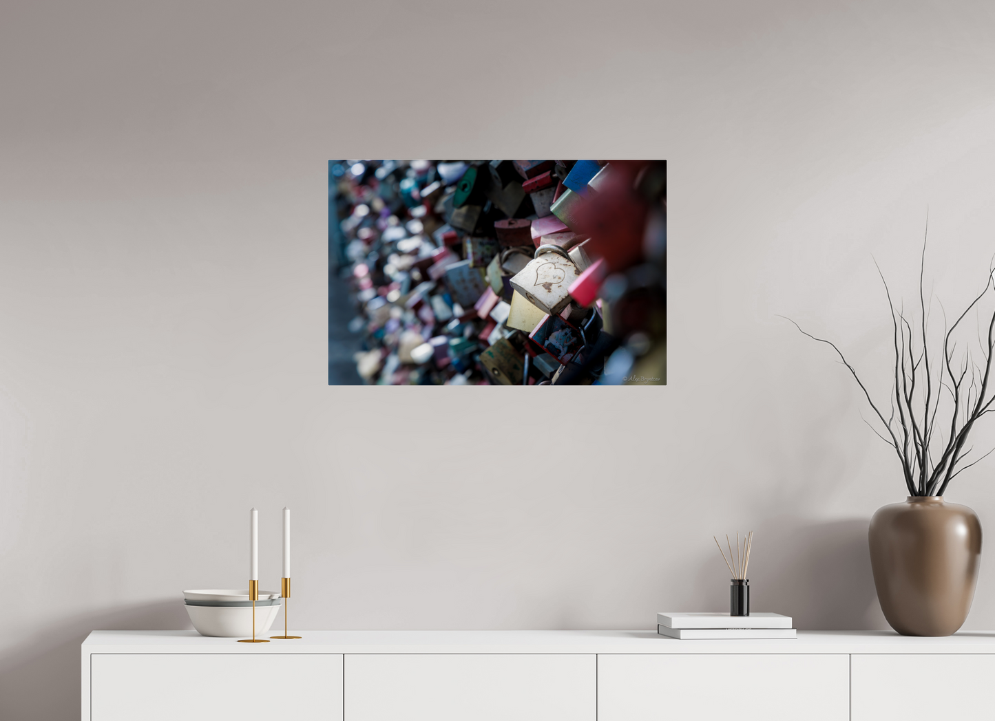 Heartfelt Love Locks Wall Art Print Romantic Decor Multiple Sizes Available