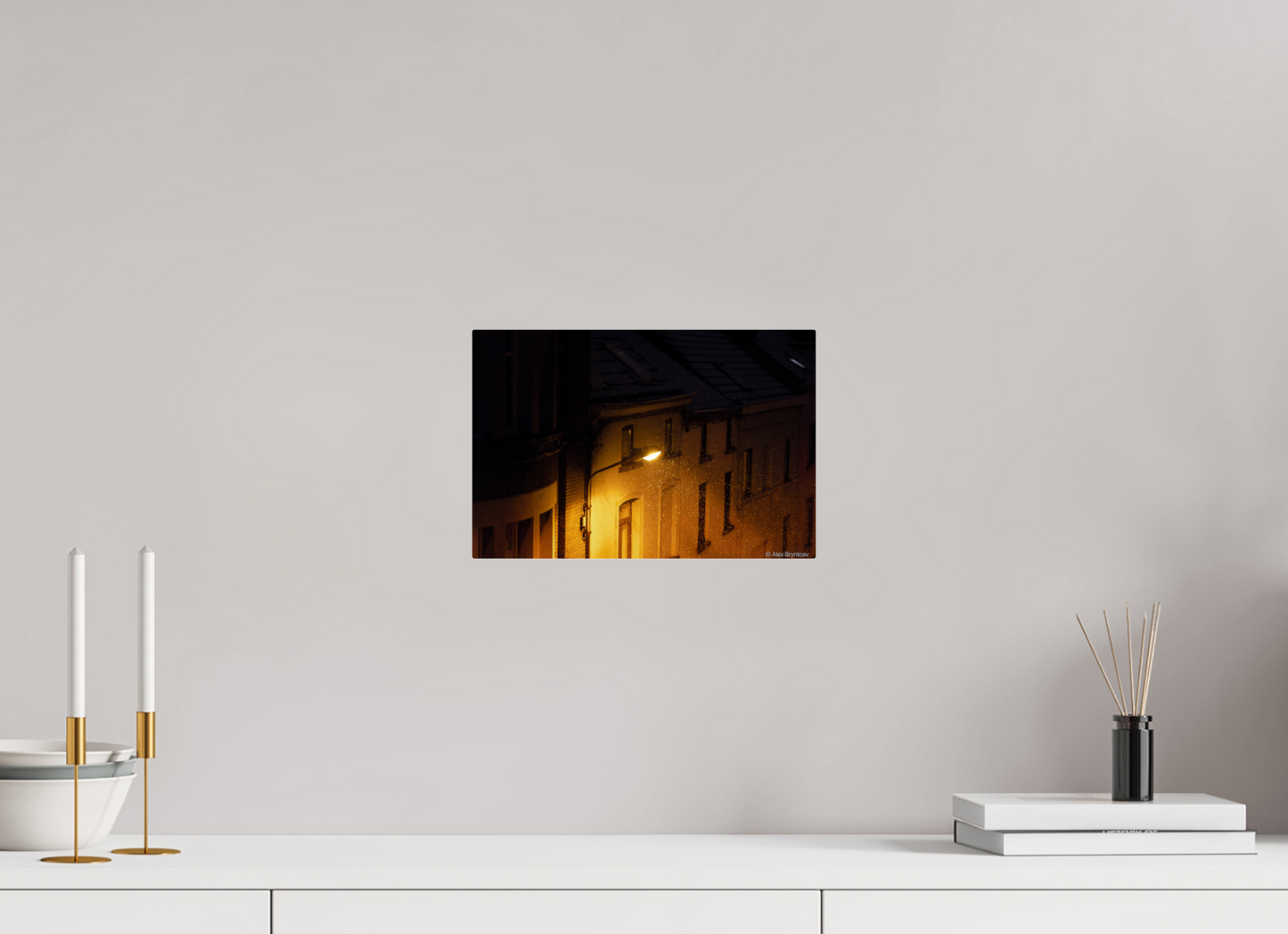 Enchanting Night Street with Snowflakes Print, Premium Wall Art