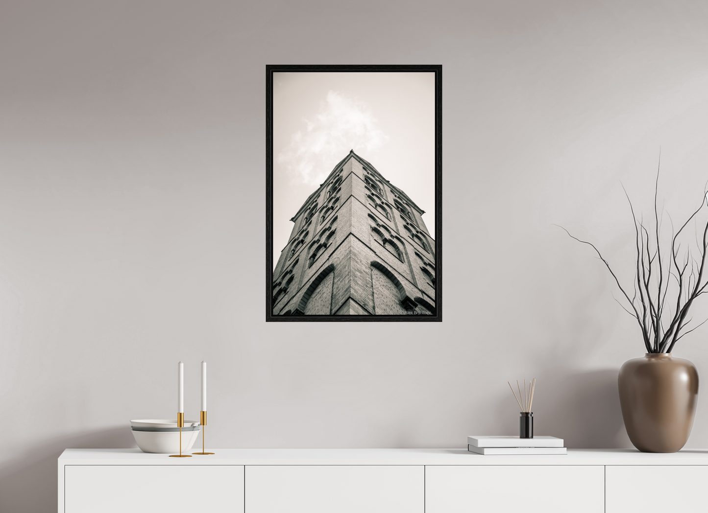 Majestic Architectural Cologne Tower Black and White Art Print Available in Multiple Sizes
