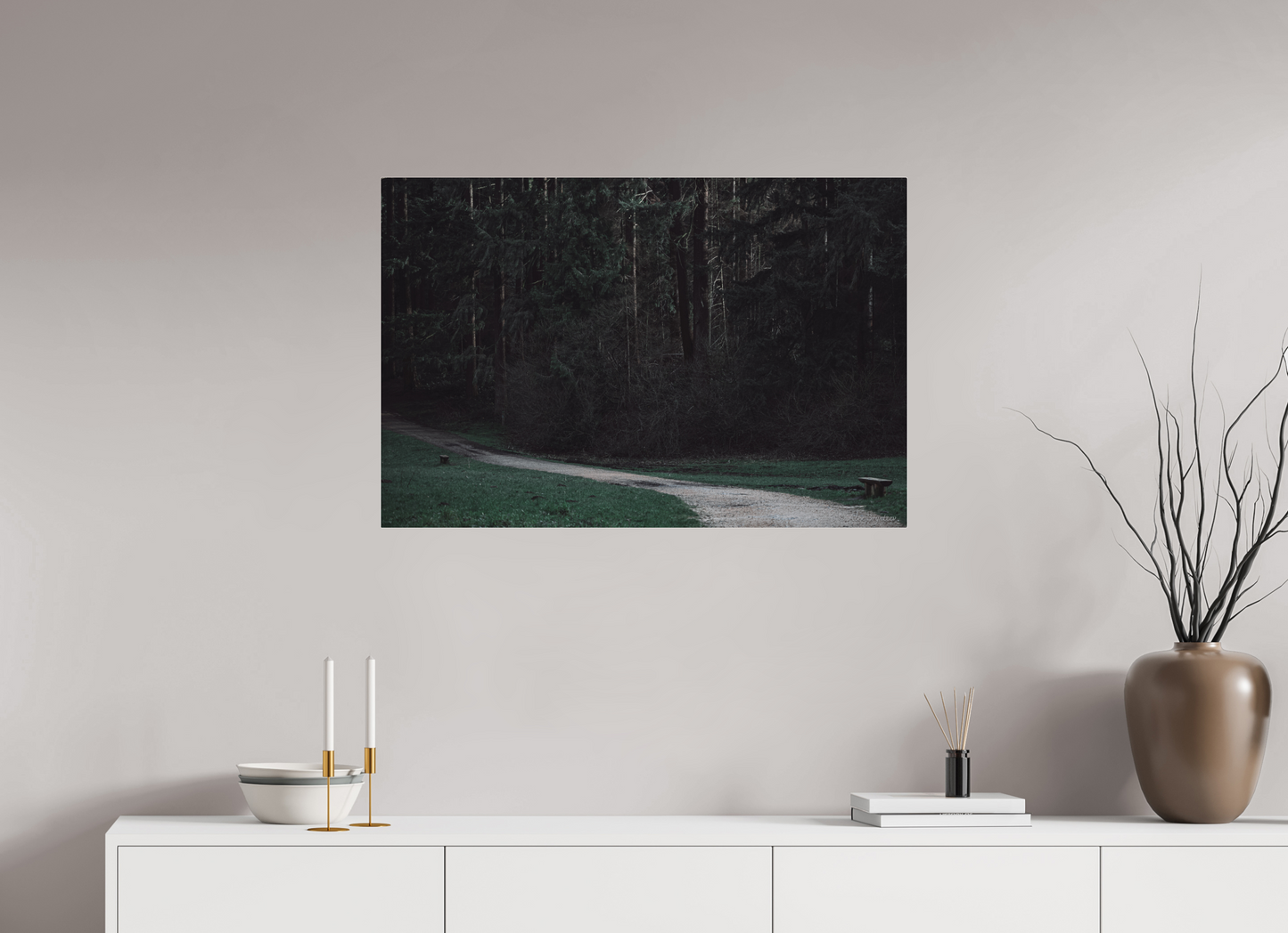 Enchanting Forest Pathway Print - Dark Nature Photography Wall Art
