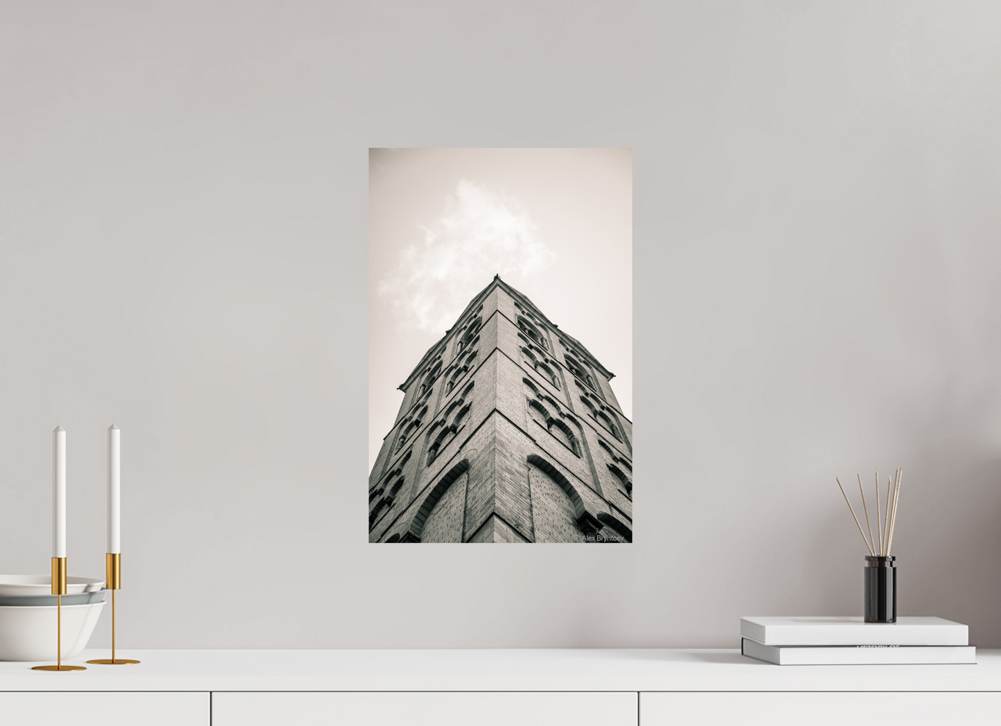 Majestic Architectural Cologne Tower Black and White Art Print Available in Multiple Sizes