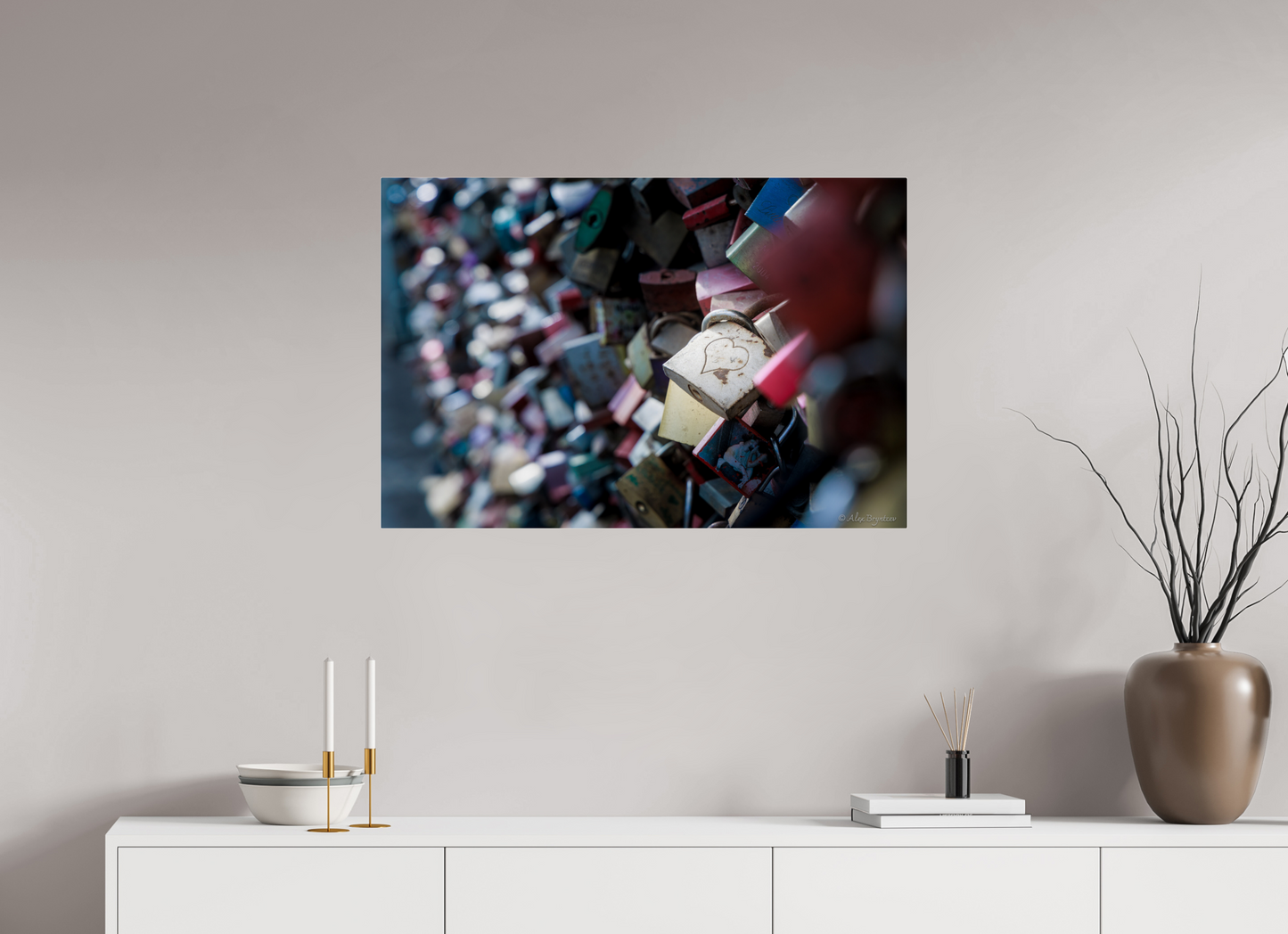 Heartfelt Love Locks Wall Art Print Romantic Decor Multiple Sizes Available