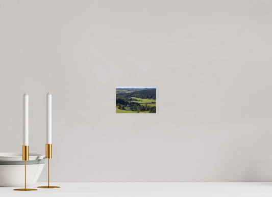 Serene Belgium Countryside Landscape Print - Lush Green Hills and Charming Cottage