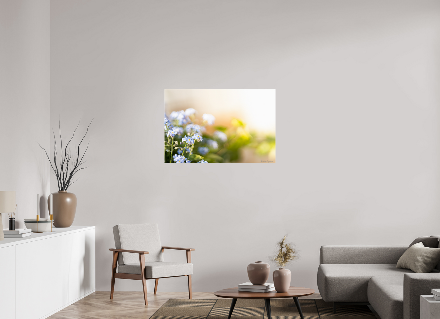 Forget Me Not Flower Print Soft Pastel Floral Wall Art Nature Home Decor
