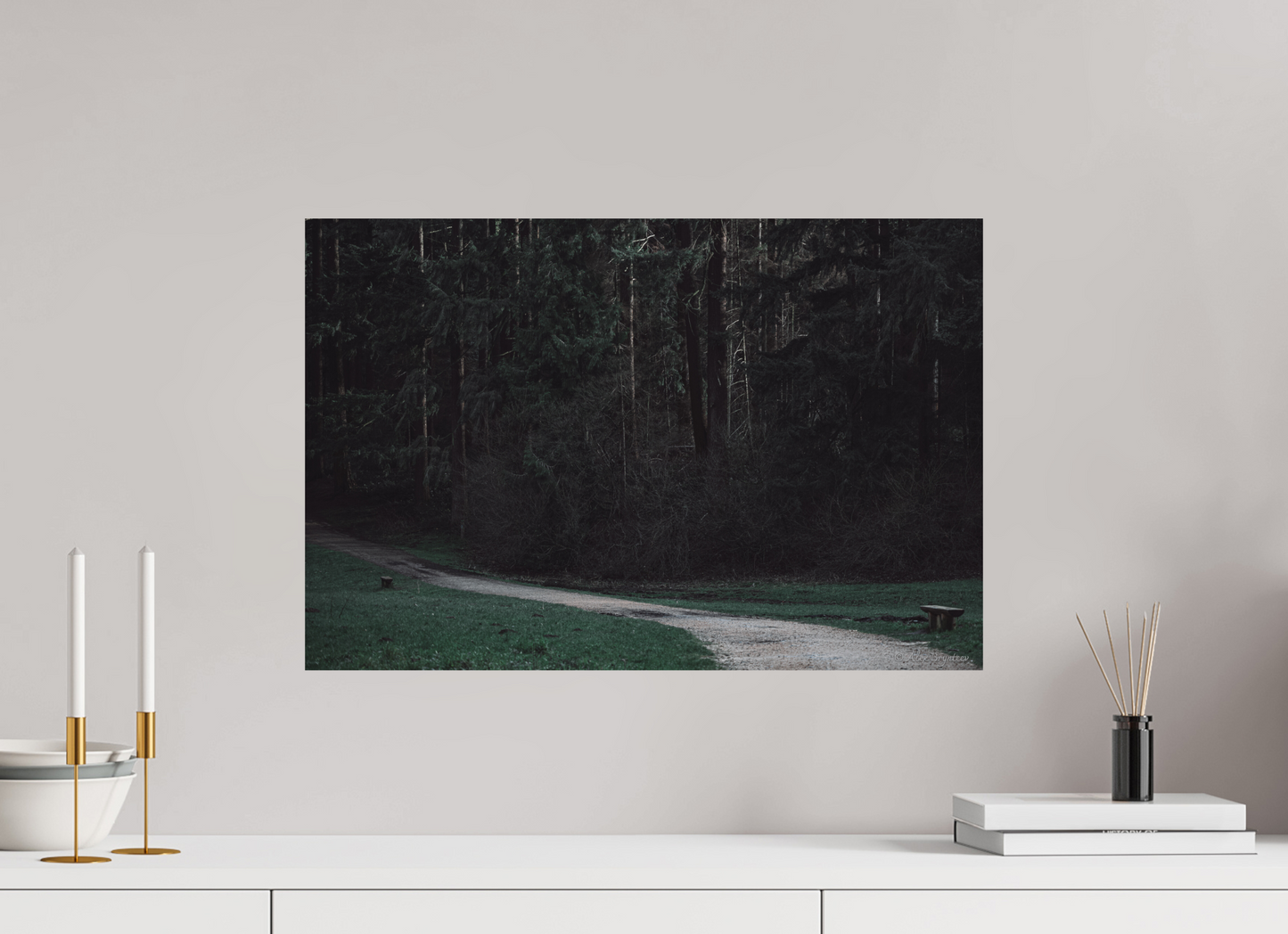 Enchanting Forest Pathway Print - Dark Nature Photography Wall Art
