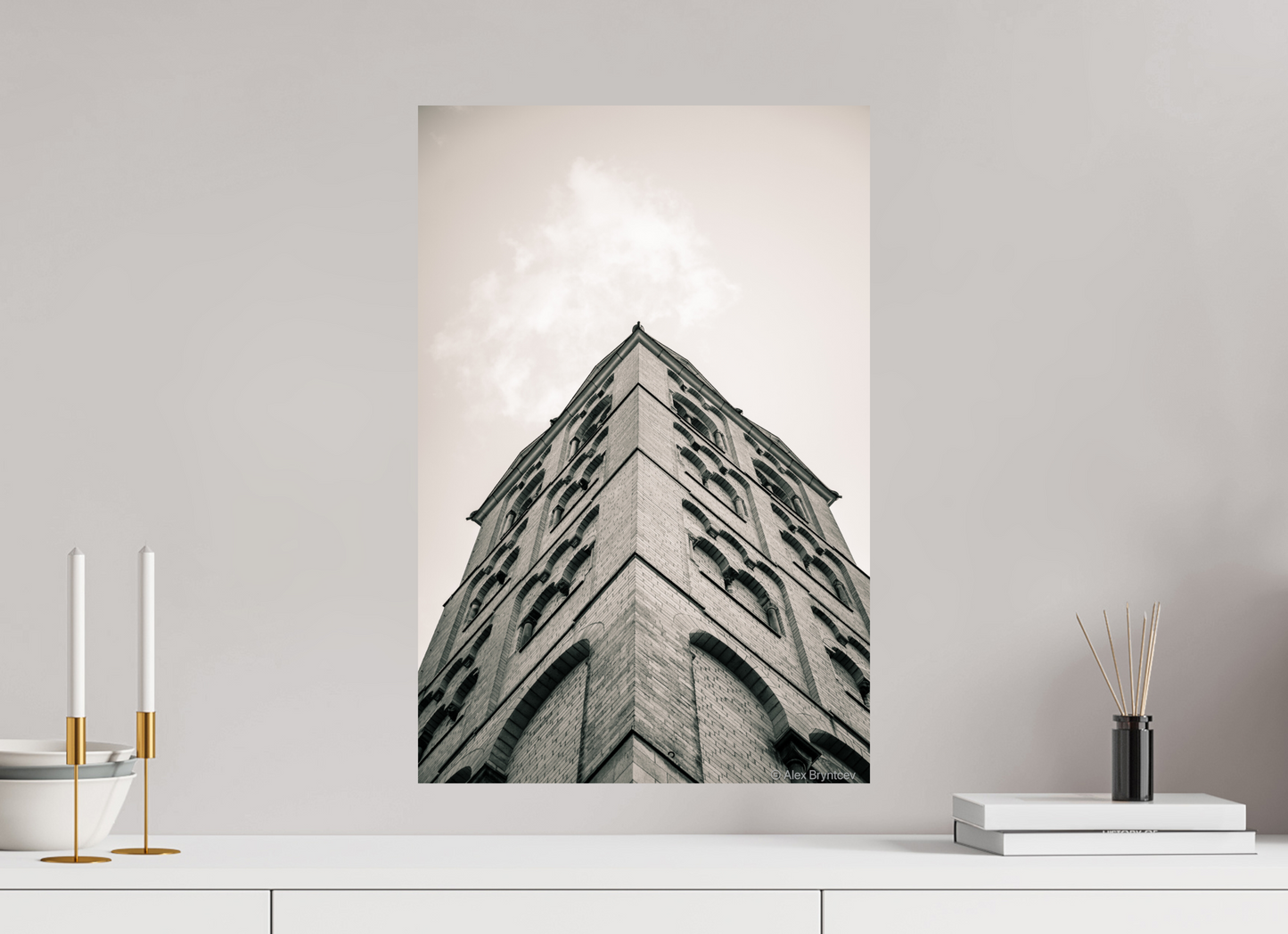Majestic Architectural Cologne Tower Black and White Art Print Available in Multiple Sizes