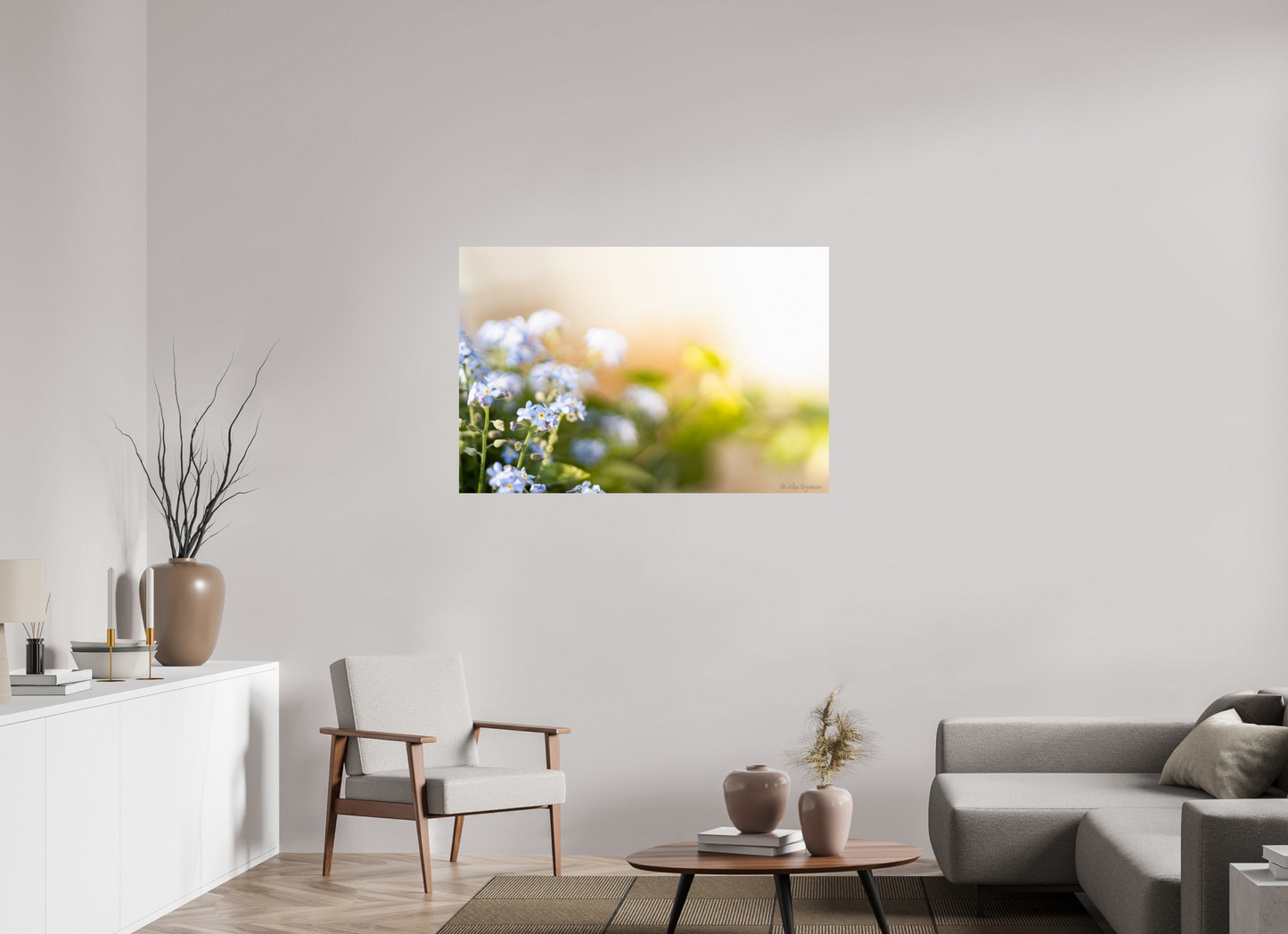 Forget Me Not Flower Print Soft Pastel Floral Wall Art Nature Home Decor