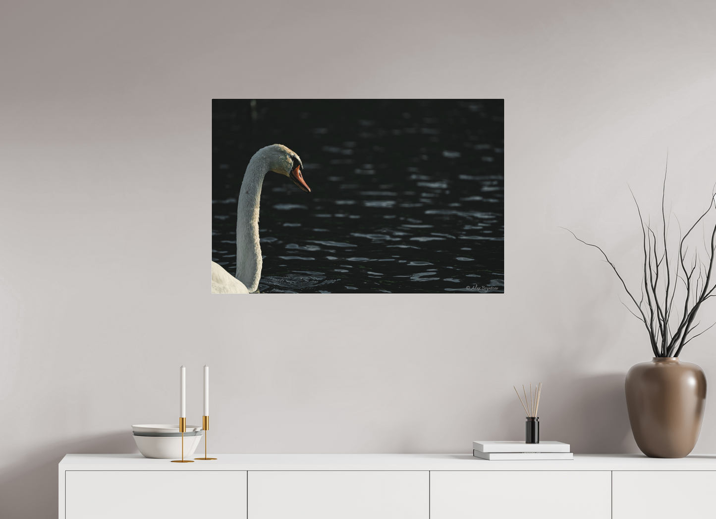 Elegant Swan Lake Art Print on Premium Paper Multiple Sizes Available